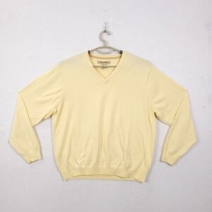 Tommy Bahama Knit Sweater XL Yellow Supima Cotton Blend V-Neck Pullover Preppy